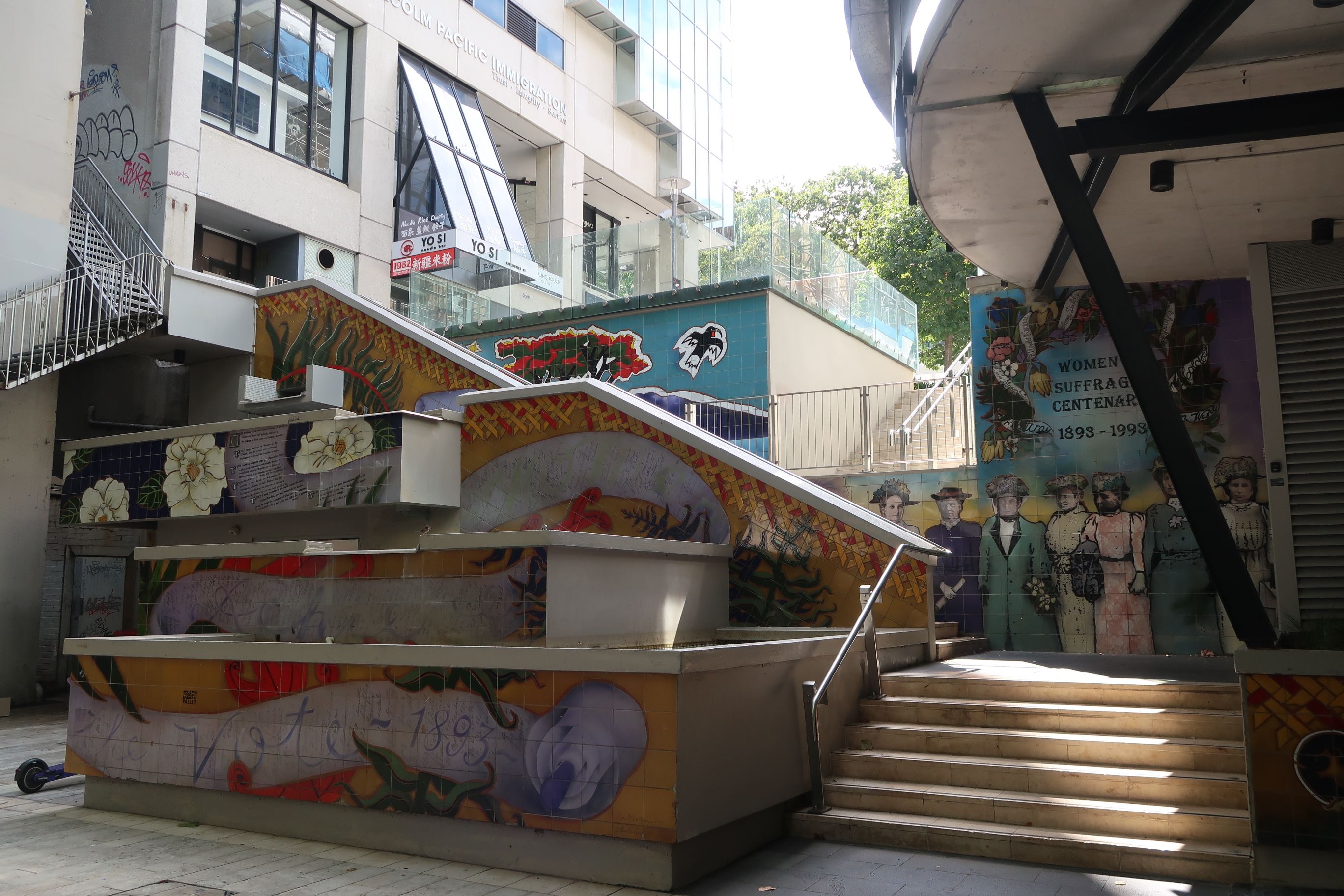 A wide shot of the Auckland Women's Suffrage Memorial.